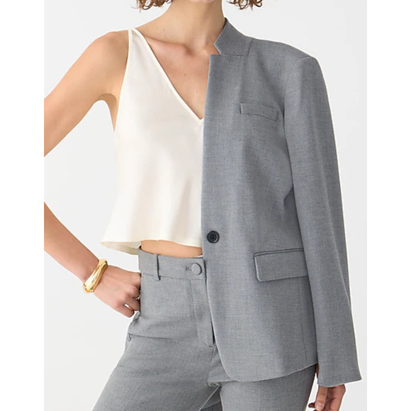 $228 J. Crew Size 22 Regent Blazer in four-season stretch Heather Graphite Gray - Picture 3 of 8